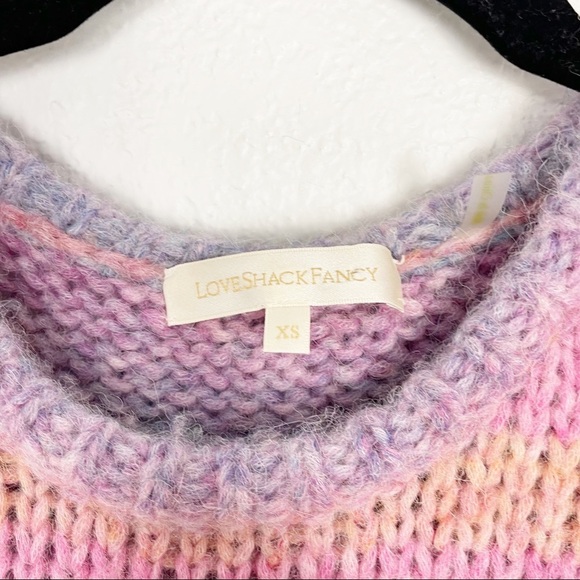 LoveShackFancy Yumi Ruffle Knit Pullover Sweater in Rainbow Pink Purple XS - Picture 7 of 8
